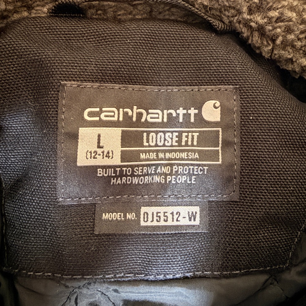 Carhartt Loose Fit Washed Duck Coat Insulated Womens L Black Street Grunge Chore - Picture 2 of 9